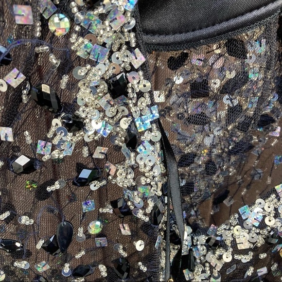 NEW w/tags Lila Madison New York Sequins Beads Black Silver SPARKLE Party Dress - Picture 4 of 8